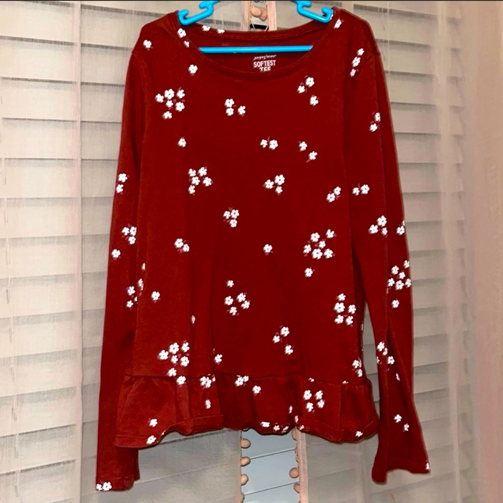 Jumping Beans Girls Floral Top Softest Tee Long Sleeve  Shirt Size 8